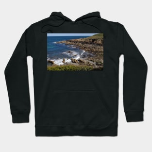 Waves breaking on the rocky shore of Coldingham Bay, Scotland Hoodie